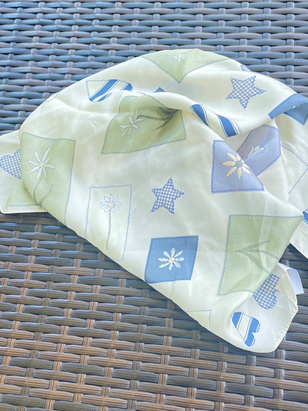 Talbots Pastel Floral Silk Scarf with Blue Accents